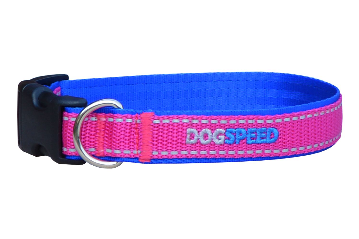 Obroża dla psa granatowo-różowa z odblaskiem, możliwy haft np. imię psa, szer. 2,5cm 