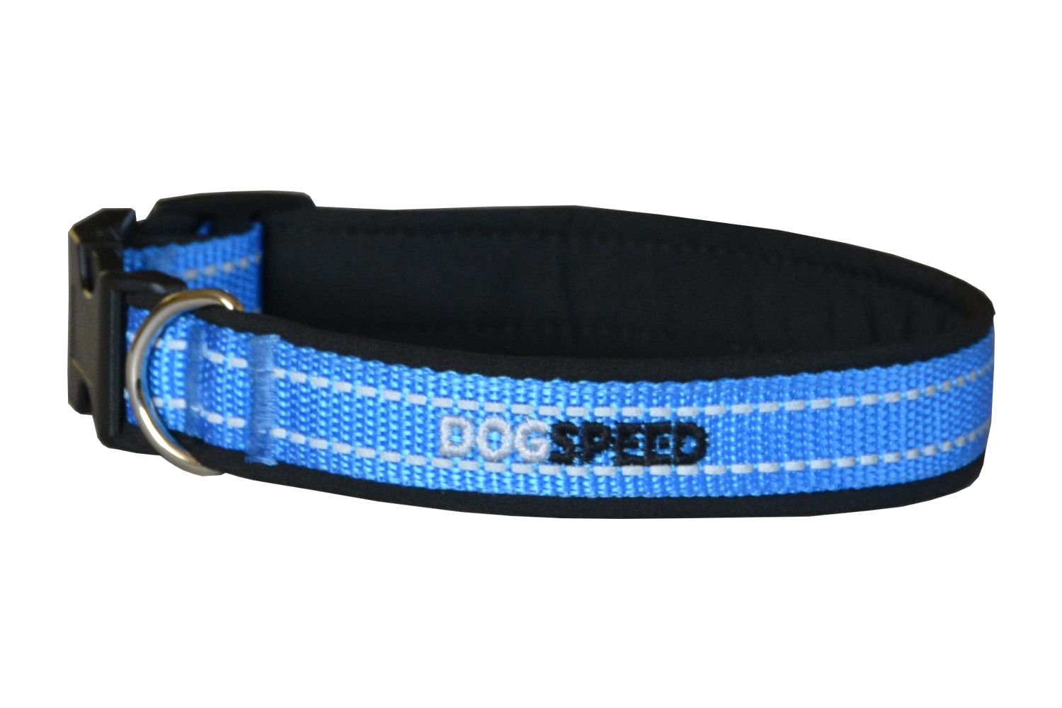 Obroża podszyta softshellem, czarno-niebieska z odblaskiem, możliwy haft np. imię psa, szer 2,5cm