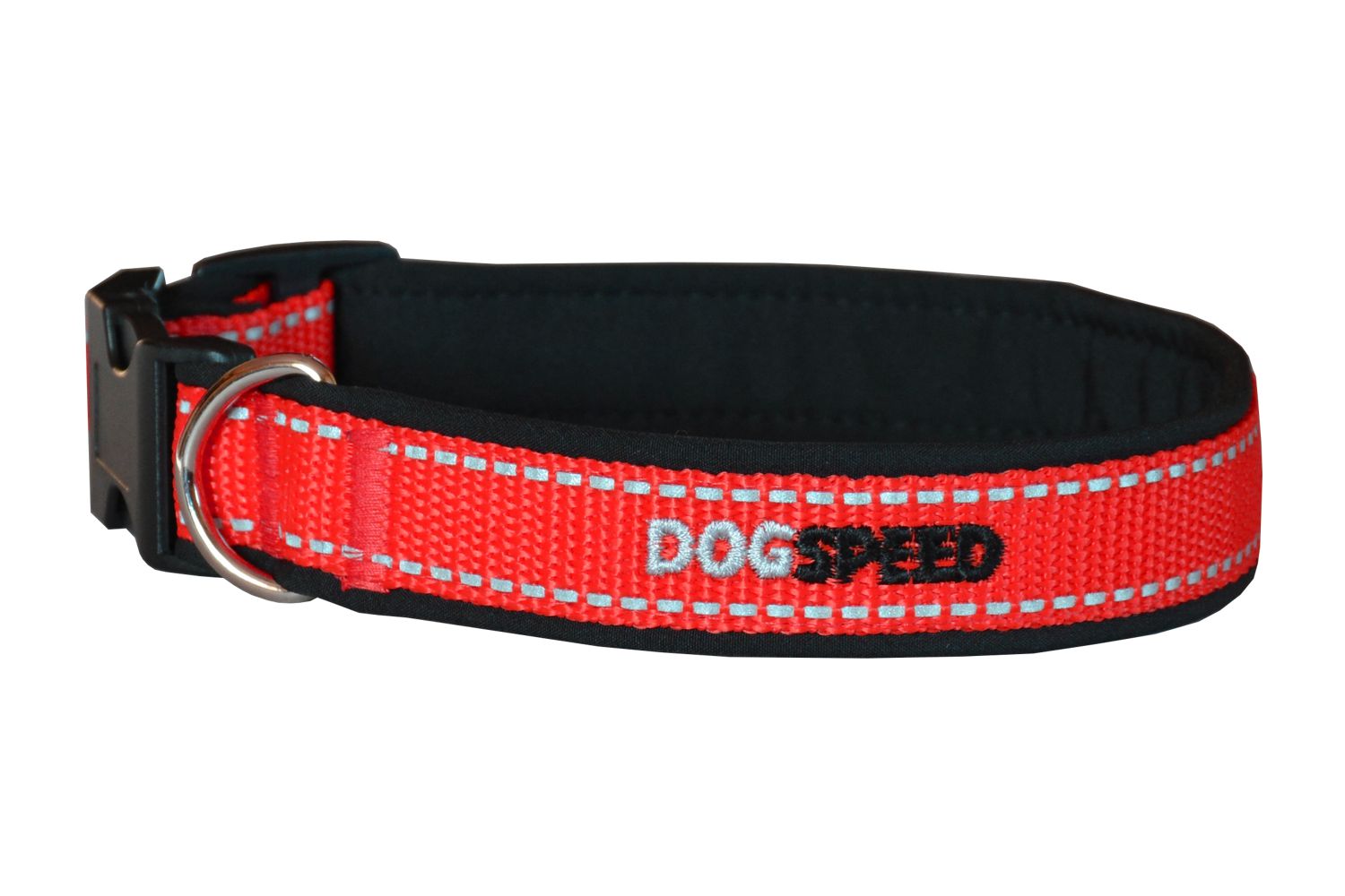 Obroża podszyta softshellem, czarno-czerwona z odblaskiem, możliwy haft np. imię psa, szer 2,5cm