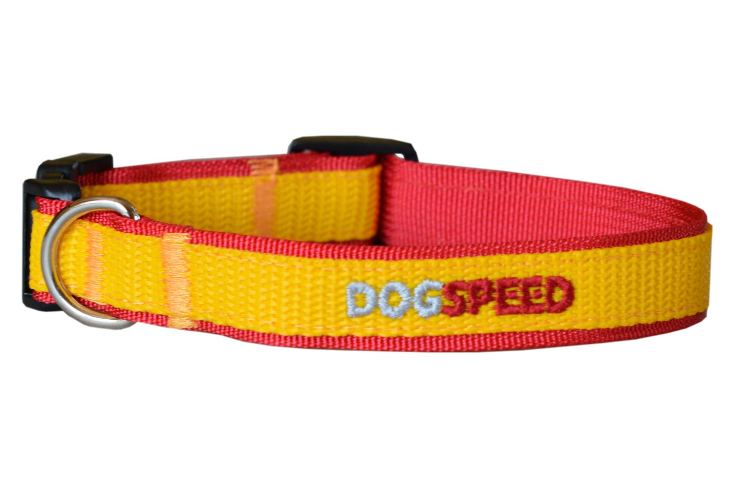 Obroża dla psa czerwono-żółta, możliwa personalizacja np. imię psa, szer. 2cm 