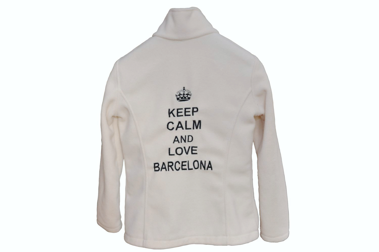 Bluza polar damska, koloru ecru z haftem Barcelona