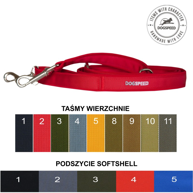 Smycz przepinana, z regulacją długości, szerokość 2,5cm.