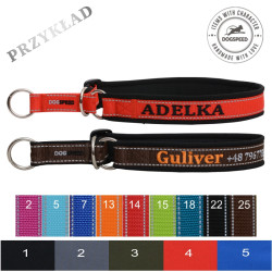 Obroża półzaciskowa odblaskowa z haftem