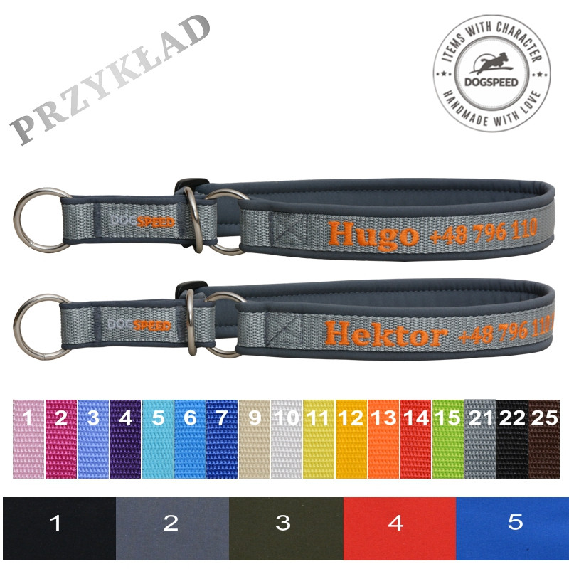 Obroża półzaciskowa z haftem 3,0 cm – personalizowana obroża dla psa