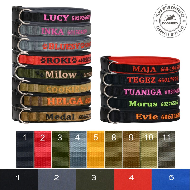 Obroża z haftem - seria Soft TS54 EM (szer. 2,5 cm)