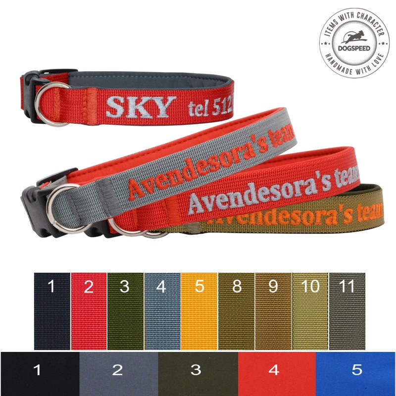 Obroża z haftem - seria Soft TS54 EM (szer. 2,0 cm)