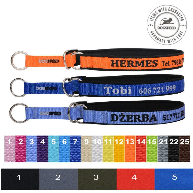 Obroża półzaciskowa z haftem - seria Soft TP50 EM (szer. 2,5 cm)