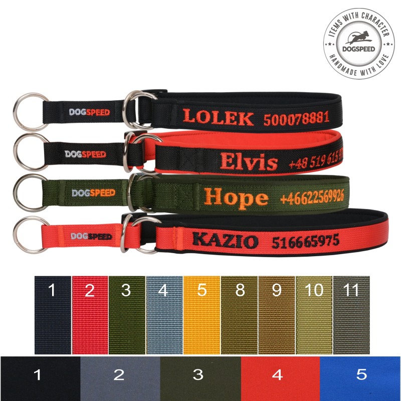 Obroża półzaciskowa z haftem - seria Soft TS54 EM (szer. 2,5 cm)